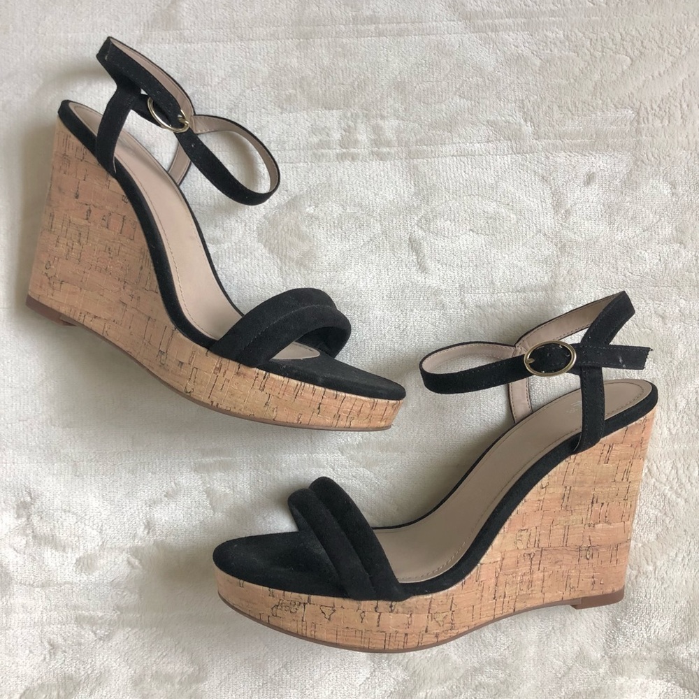 H&M Black Strapped Wedges